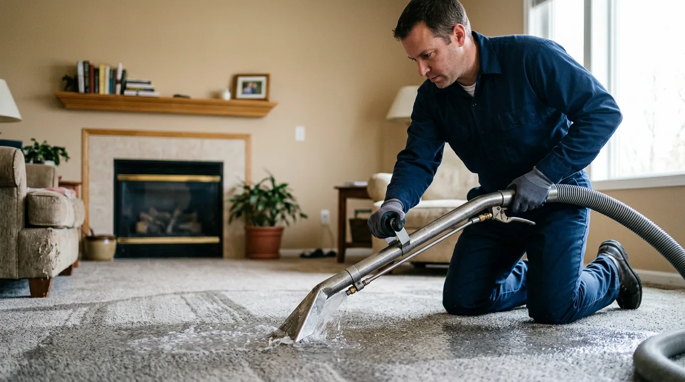 Water damage restoration technician working near Winamac, IN